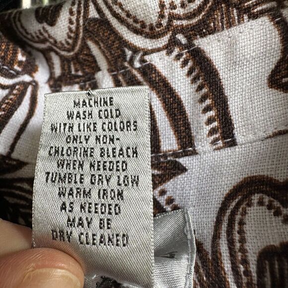 2/$30 Chicos 100% Linen Button Down Shirt Womens Size 1 M Floral Western Neutral - Picture 5 of 10